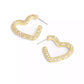 Faux Stone Pave Heart Hoop Earrings