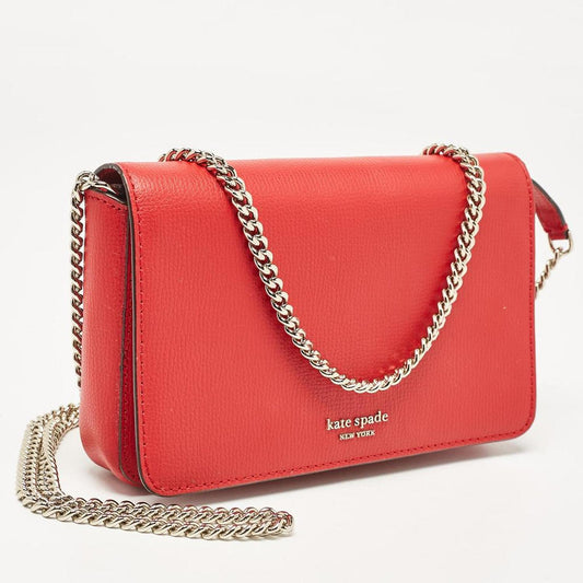 Red Leather New York Sylvie Chain Crossbody Bag