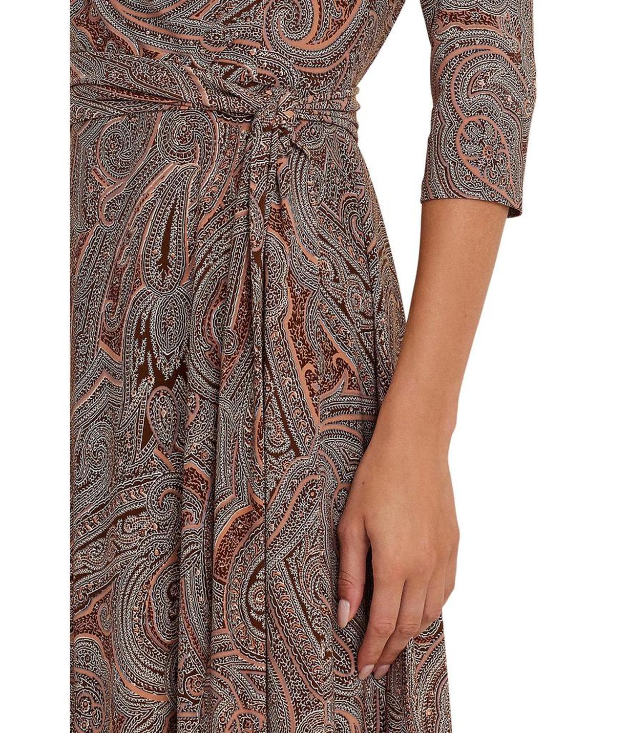 Paisley Surplice Stretch Jersey Dress