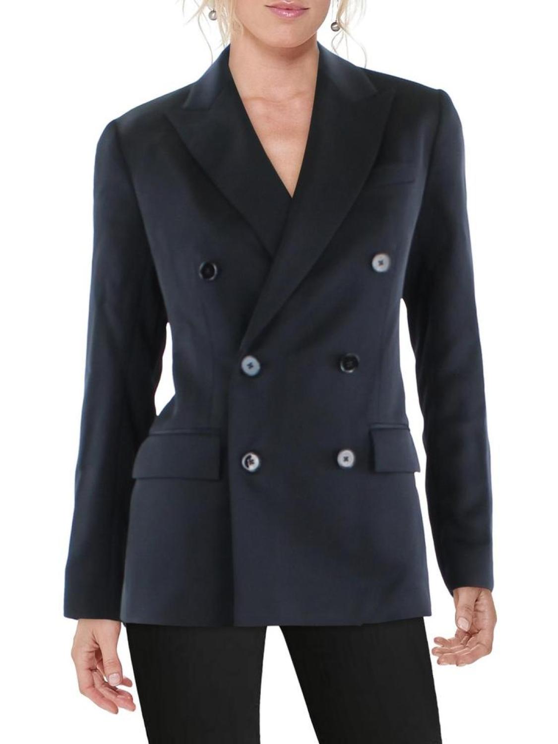 Womens Satin Business Double-Breasted Blazer