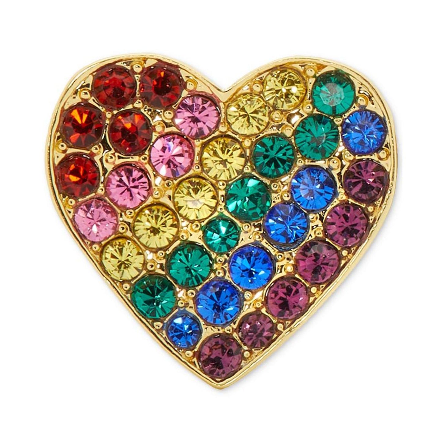 Gold-Tone Multicolor Pavé Heart Stud Earrings