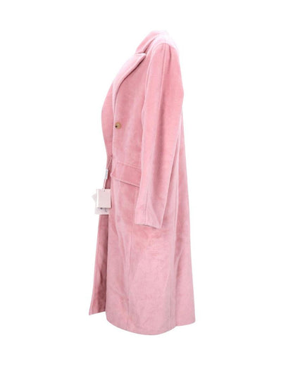 Max Mara Zarda Double Breasted Coat in Pink Alpaca