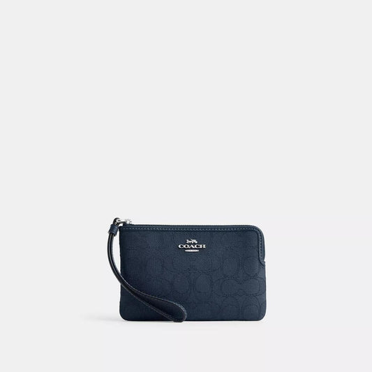 Coach Outlet Corner Zip Wristlet In Signature Jacquard