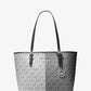 Jet Set Medium Two-Tone Metallic Signature Logo Tote Bag