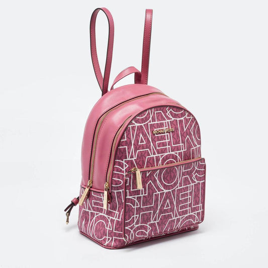 Michael Kors Pink Signature Coated Canvas And Leather Backpack