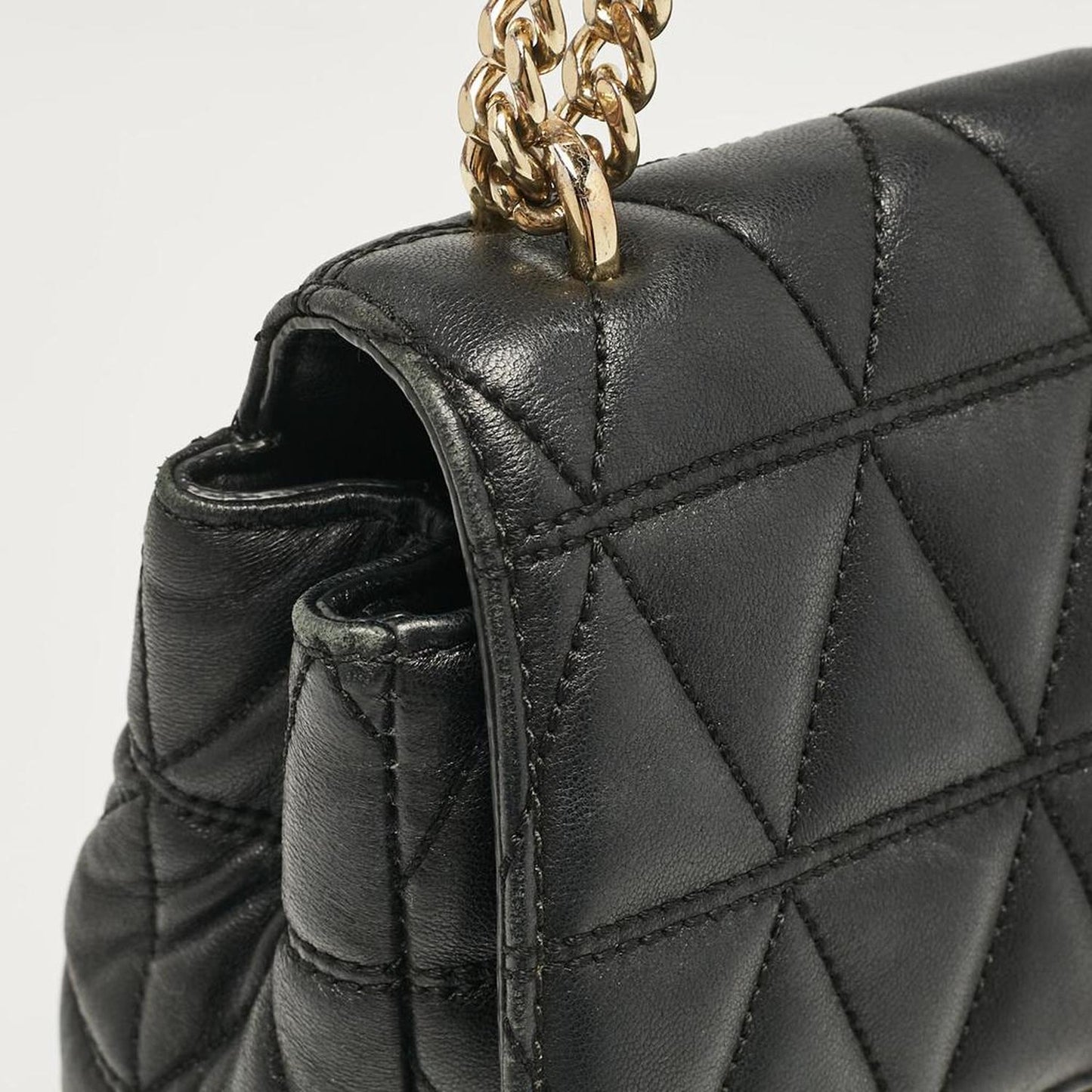 Micheal Kors Black Quilted Leather Large Sloan Shoulder Bag