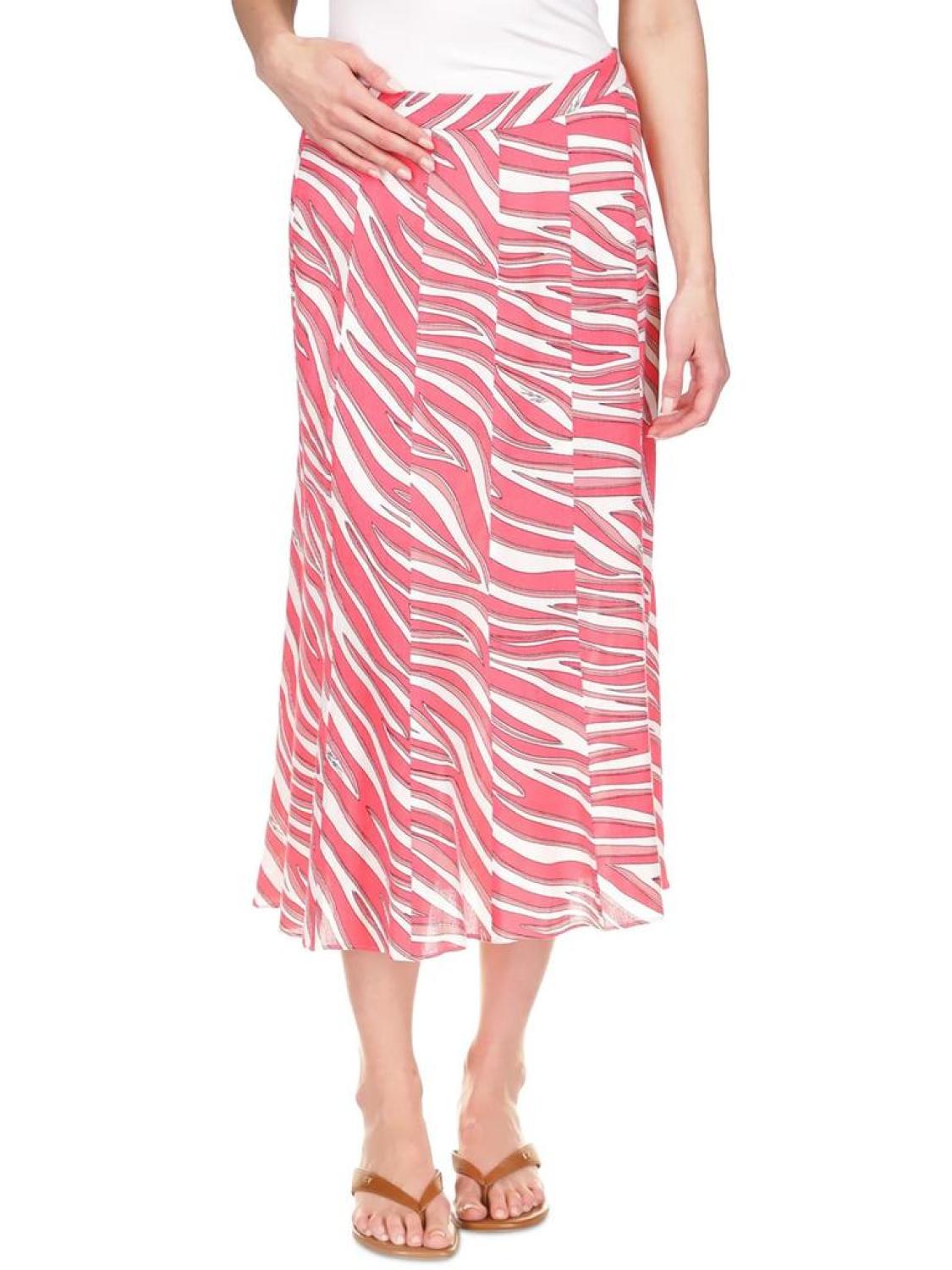 Womens Striped Viscose Midi Skirt