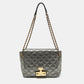 Metallic Quilted Leather Pushlock Flap Shoulder Bag