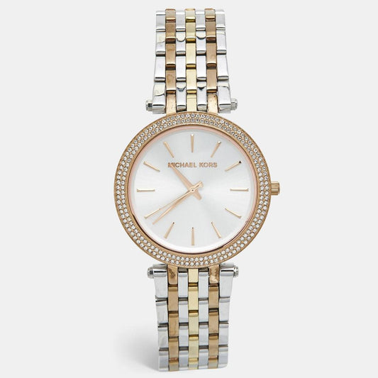 Michael Kors Silver Three Tone Stainless Steel Darci Mk3203 Women's Wristwatch 39 Mm