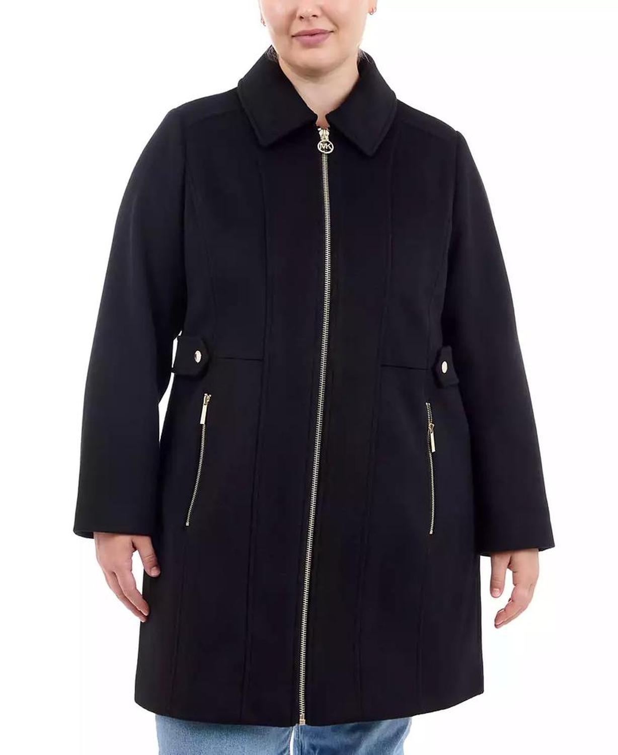 Plus Size Club-Collar Zip-Front Coat, Created for Macy's