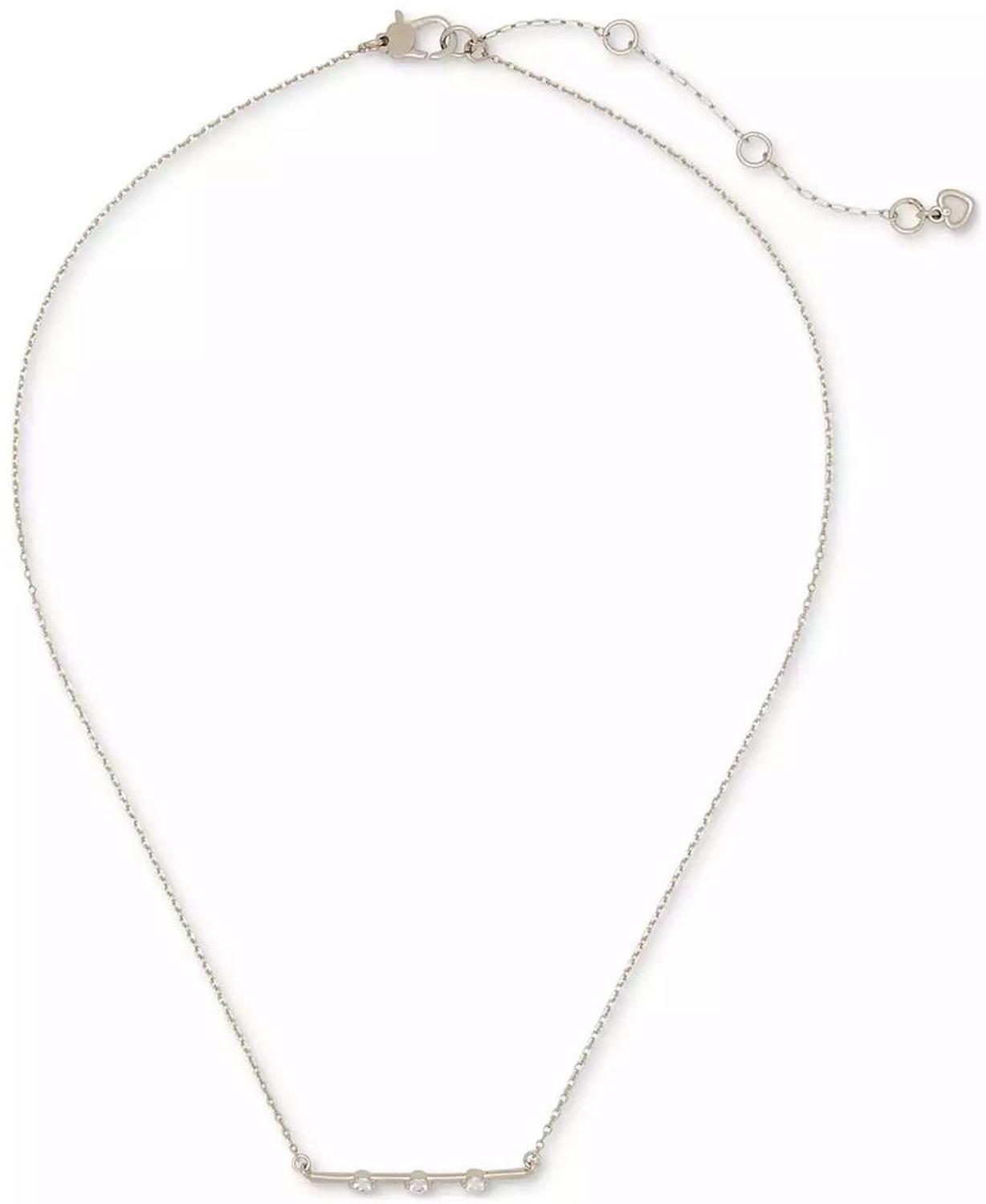 Cubic Zirconia Bar Pendant Necklace, 16" + 3" extender