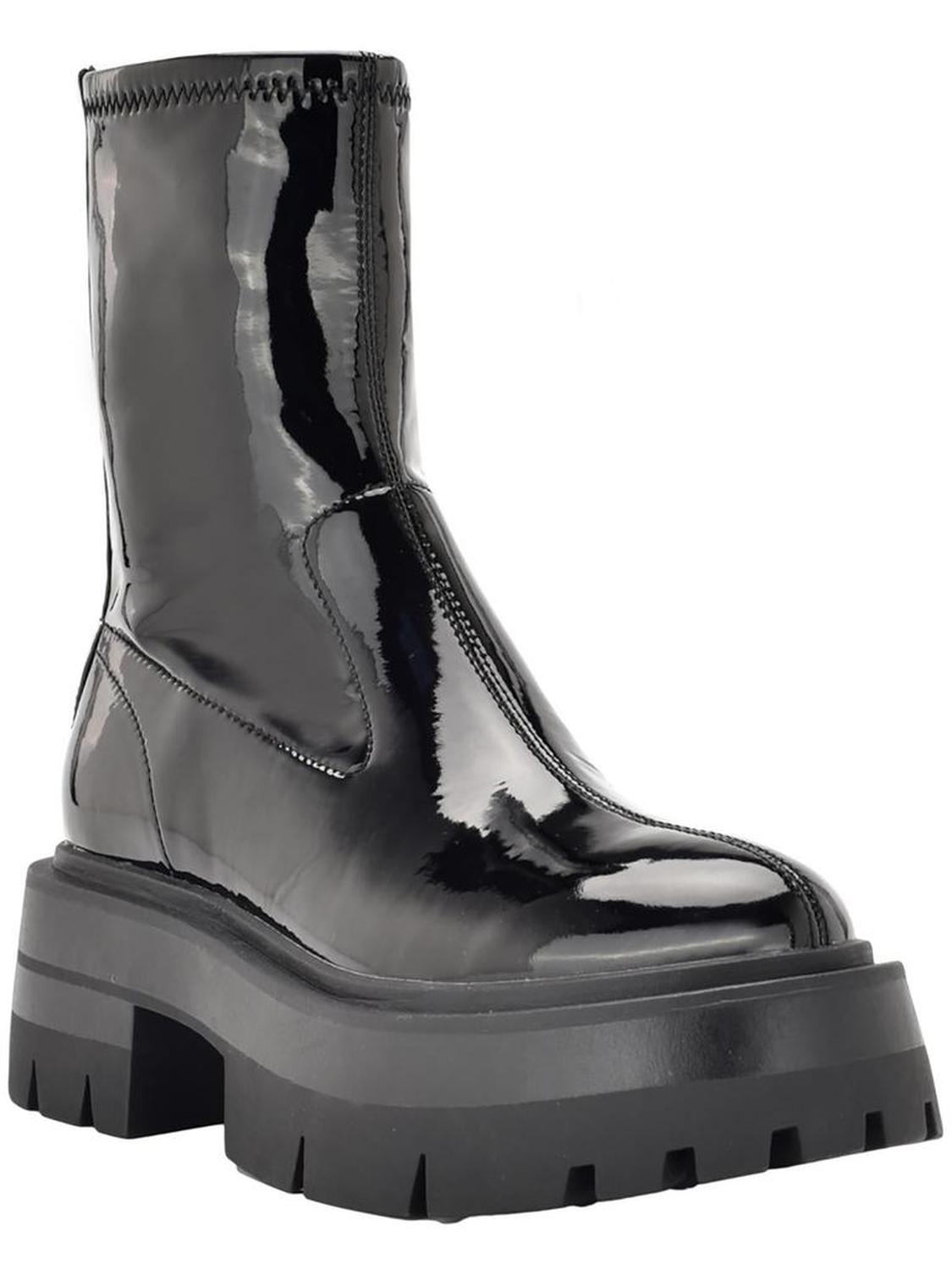 Saleen Womens Faux Leather Mid-Calf Combat & Lace-up Boots