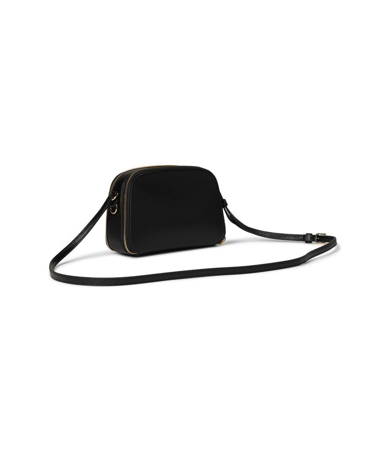 Devin Saffiano Leather Double Zip Dome Crossbody