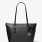 Charlotte Large Logo and Leather Top-Zip Tote Bag