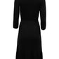 Kate Spade Wrap Dress in Ribbed Black Wool