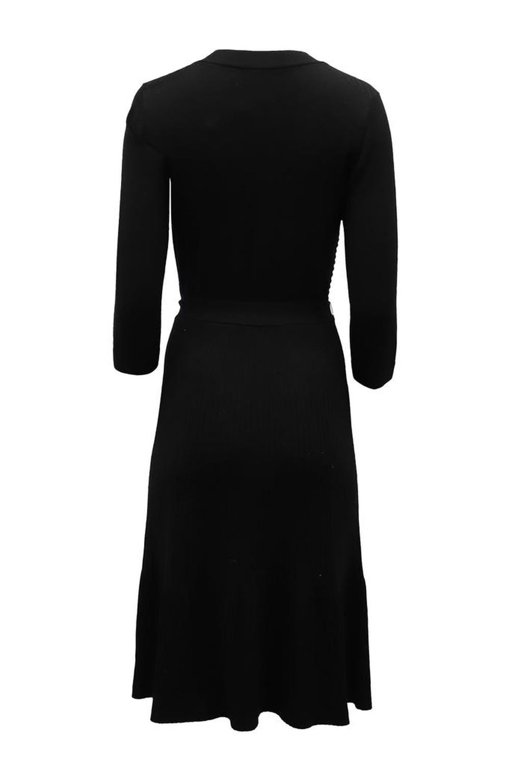 Kate Spade Wrap Dress in Ribbed Black Wool