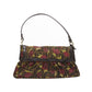 FENDI Chef red rose print brown FF Zucca canvas leather shoulder bag