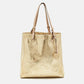 Michael Kors Gold Signature Mirrored Patent Leather North South Tote