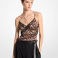 Lace Trim Cheetah Print Crushed Silk Charmeuse Tank Top