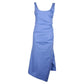 Sportmax Gathered Sleeveless Midi Dress in Blue Cotton