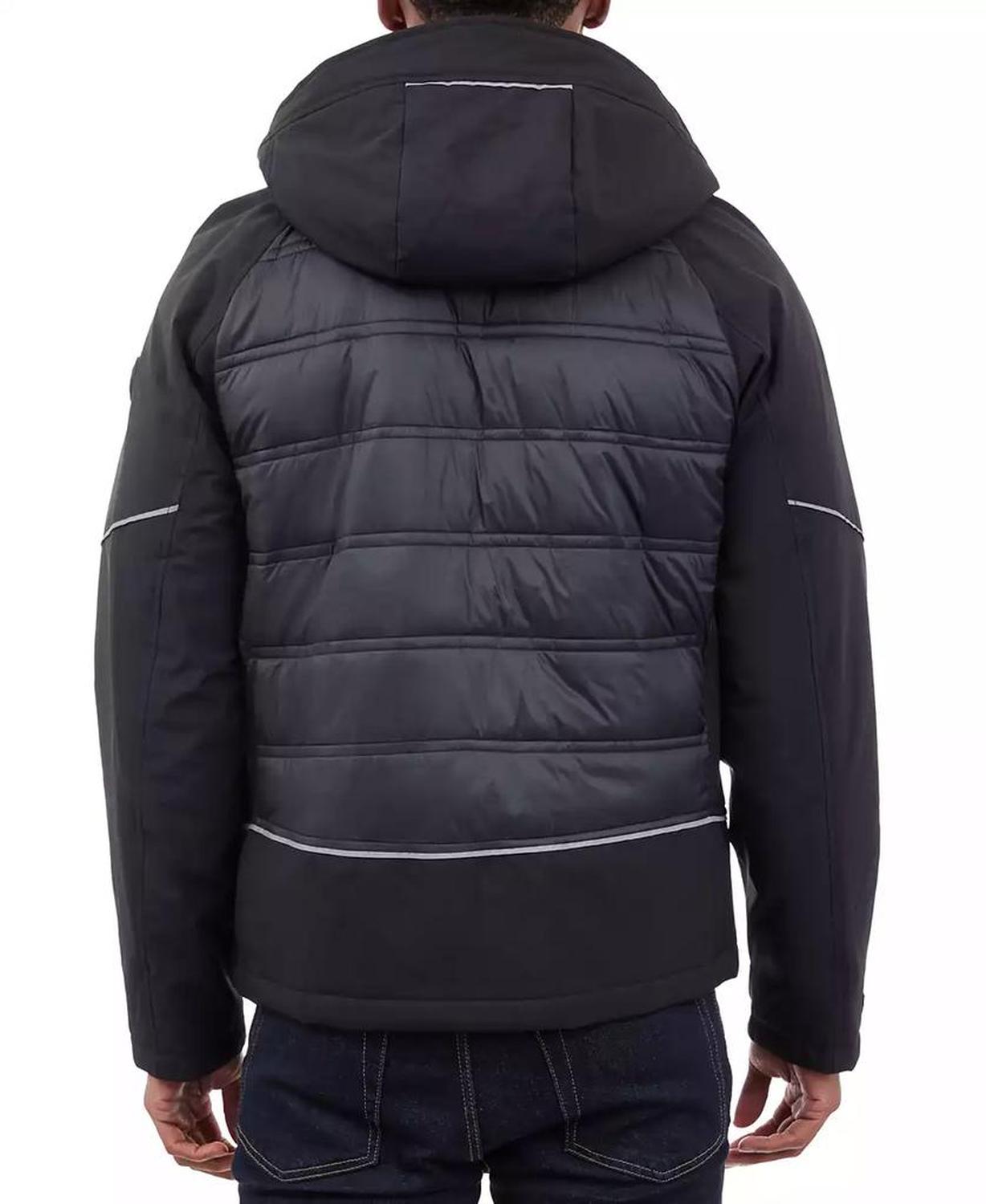 Men's Mixed-Media Full-Zip Hooded Jacket