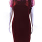 Max Mara Womens Organza Ruffle Sleeveless Sheath Dress Maroon