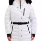 Plus Size Belted Faux-Fur-Trim Hooded Puffer Coat