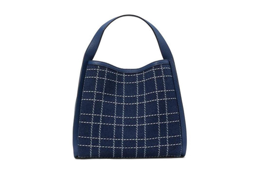 Knott Denim Check Medium Crossbody Tote