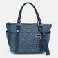 Blue Signature Coated Canvas And Leather Sullivan Satchel