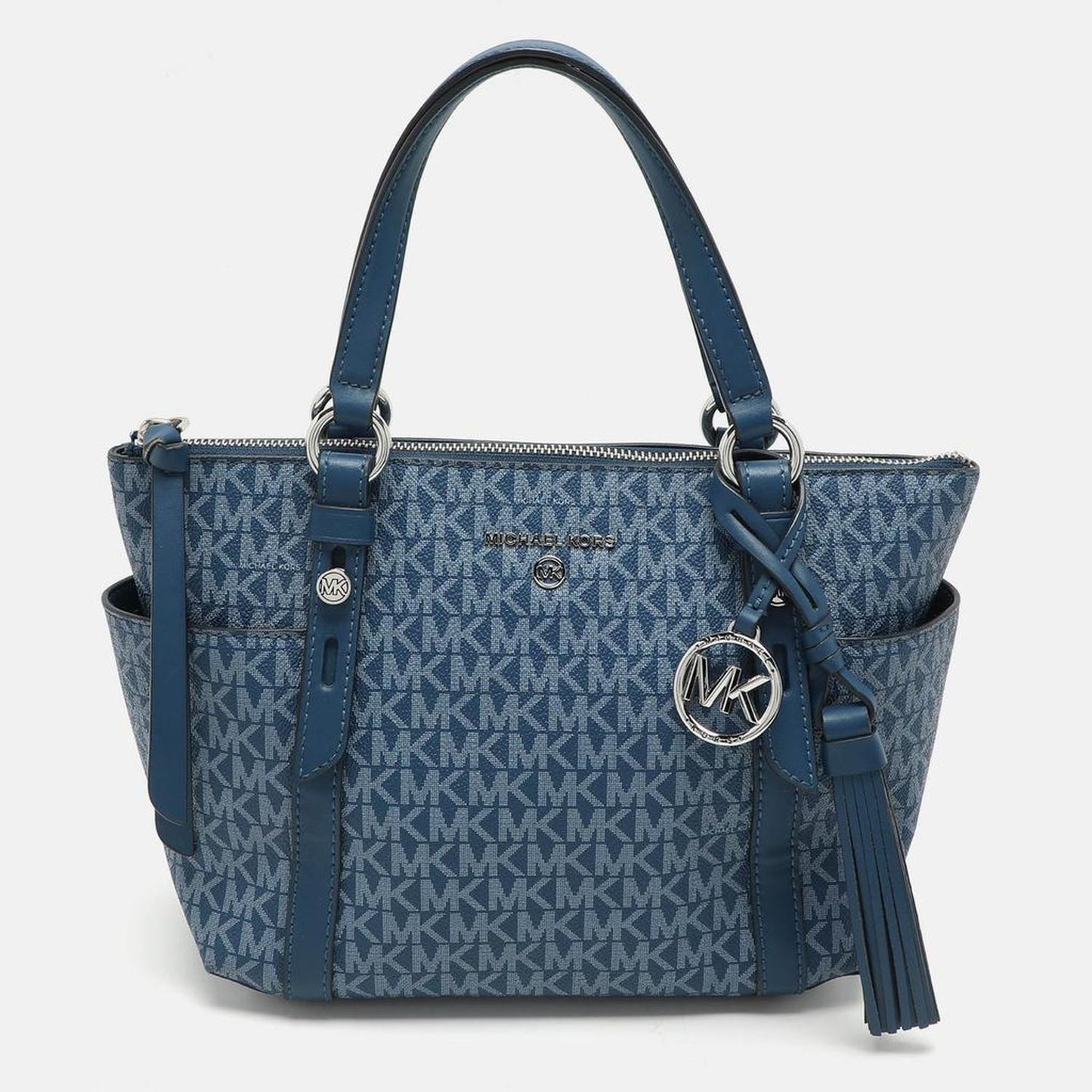 Blue Signature Coated Canvas And Leather Sullivan Satchel