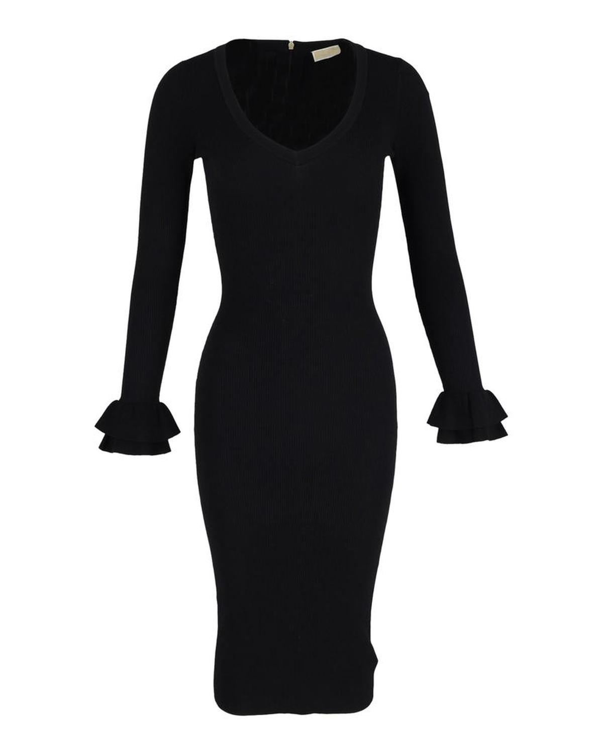 Michael Kors V-neck Knitted Dress in Black Viscose