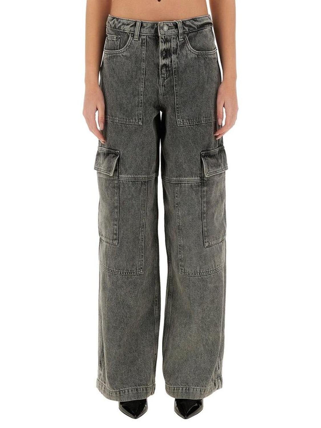 Michael Kors Logo-Embroidered Wide-Leg Cargo Jeans