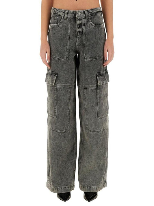 Michael Kors Logo-Embroidered Wide-Leg Cargo Jeans