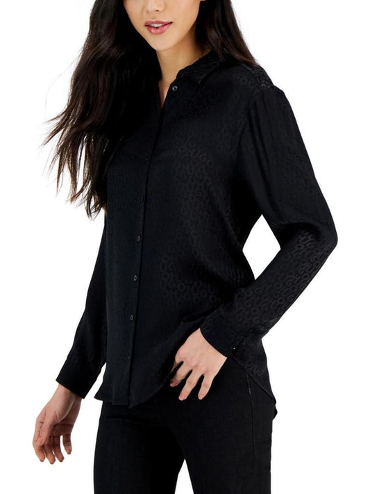 Womens Logo Viscose Button-Down Top