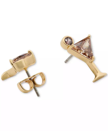 Gold-Tone Color Cubic Zirconia Martini Stud Earrings