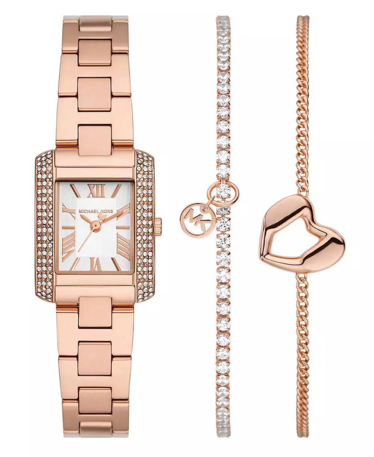 Women's Emery Three-Hand Rose Gold-Tone Stainless Steel Watch 22mm and Bracelet Gift Set