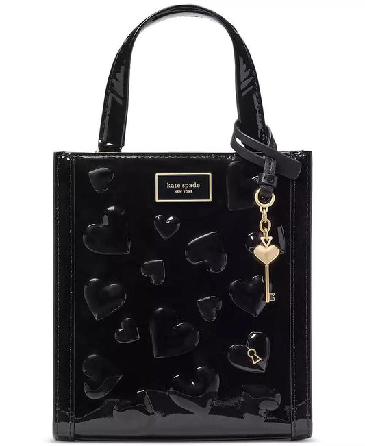 Key to My Heart Embossed Patent Leather Manhattan Mini Tote