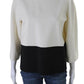 Max Mara Womens Wool Crepe Colorblock Print Mock Neck Top White Black