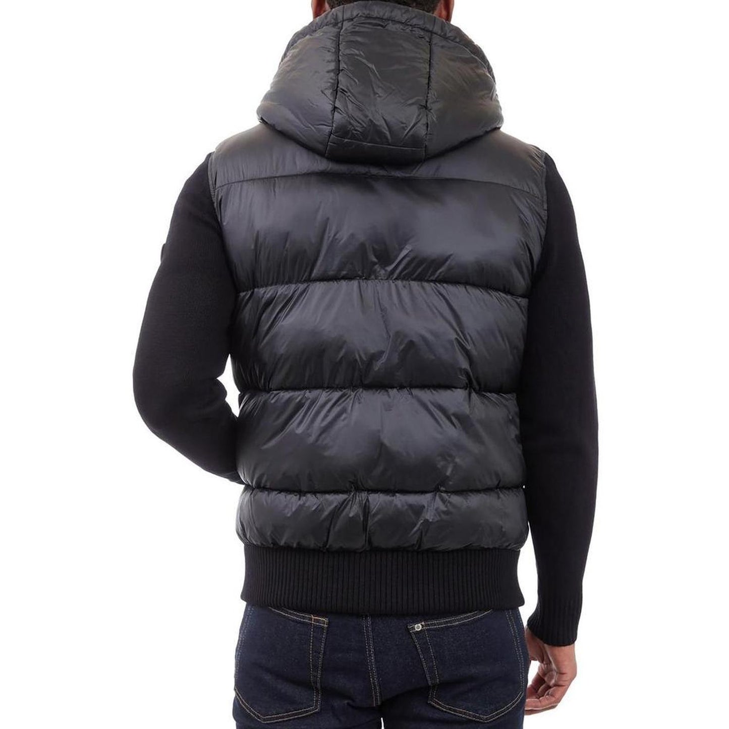 Mens Mixed Media Nylon Puffer Jacket