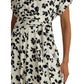 Leaf-Print Belted Crepe Dress