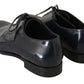 Dolce & Gabbana Elegant Dark Blue Leather Derby Dress Shoes