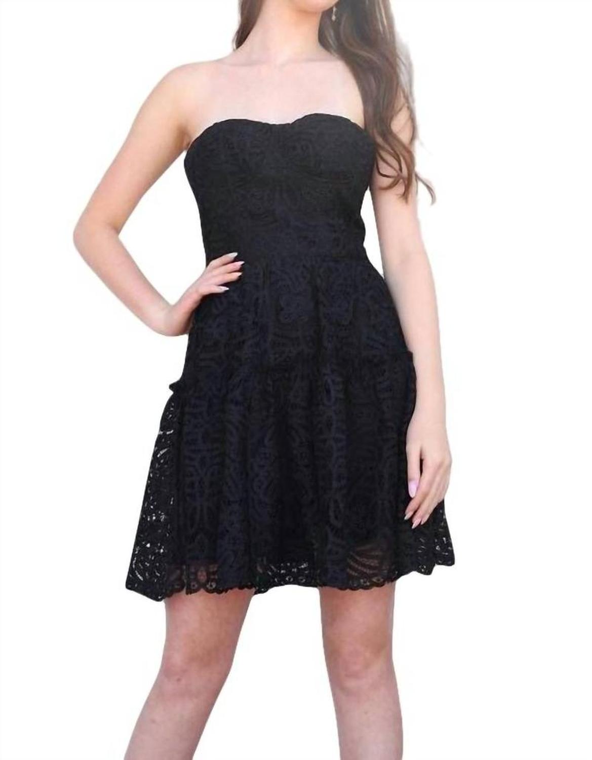 Floral Lace Mini Dress In Black