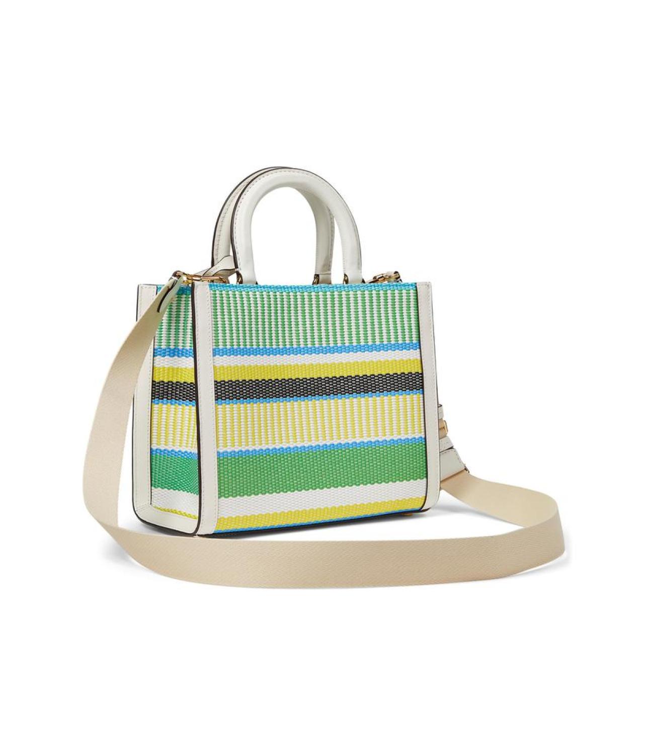 Manhattan Striped Woven Straw Small Tote