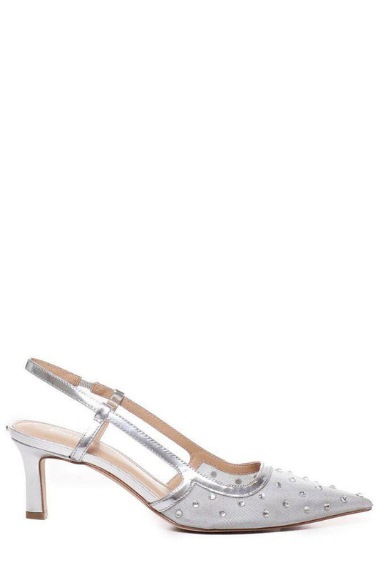 Michael Michael Kors Alora Embellished Metallic Mesh Slingback Pumps