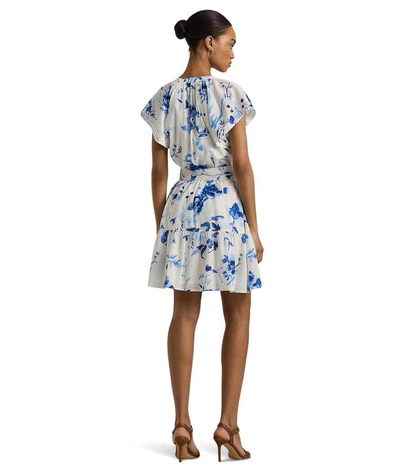 Floral Belted Cotton Voile Dress