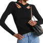 Womens Cutout Zipper Pullover Sweater