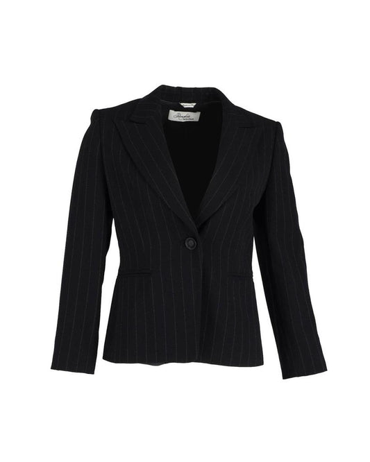 Max Mara Pianoforte Striped Blazer in Black Polyester