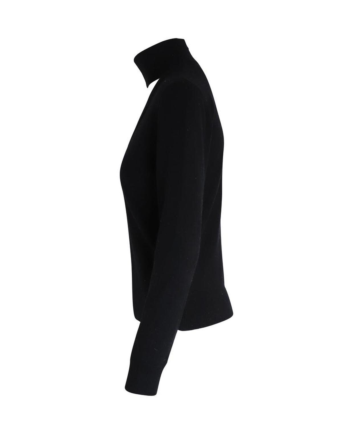 Michael Kors Turtleneck Cut-Out Top in Black Cashmere