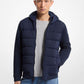 Quilted Mixed-Media Hooded Jacket