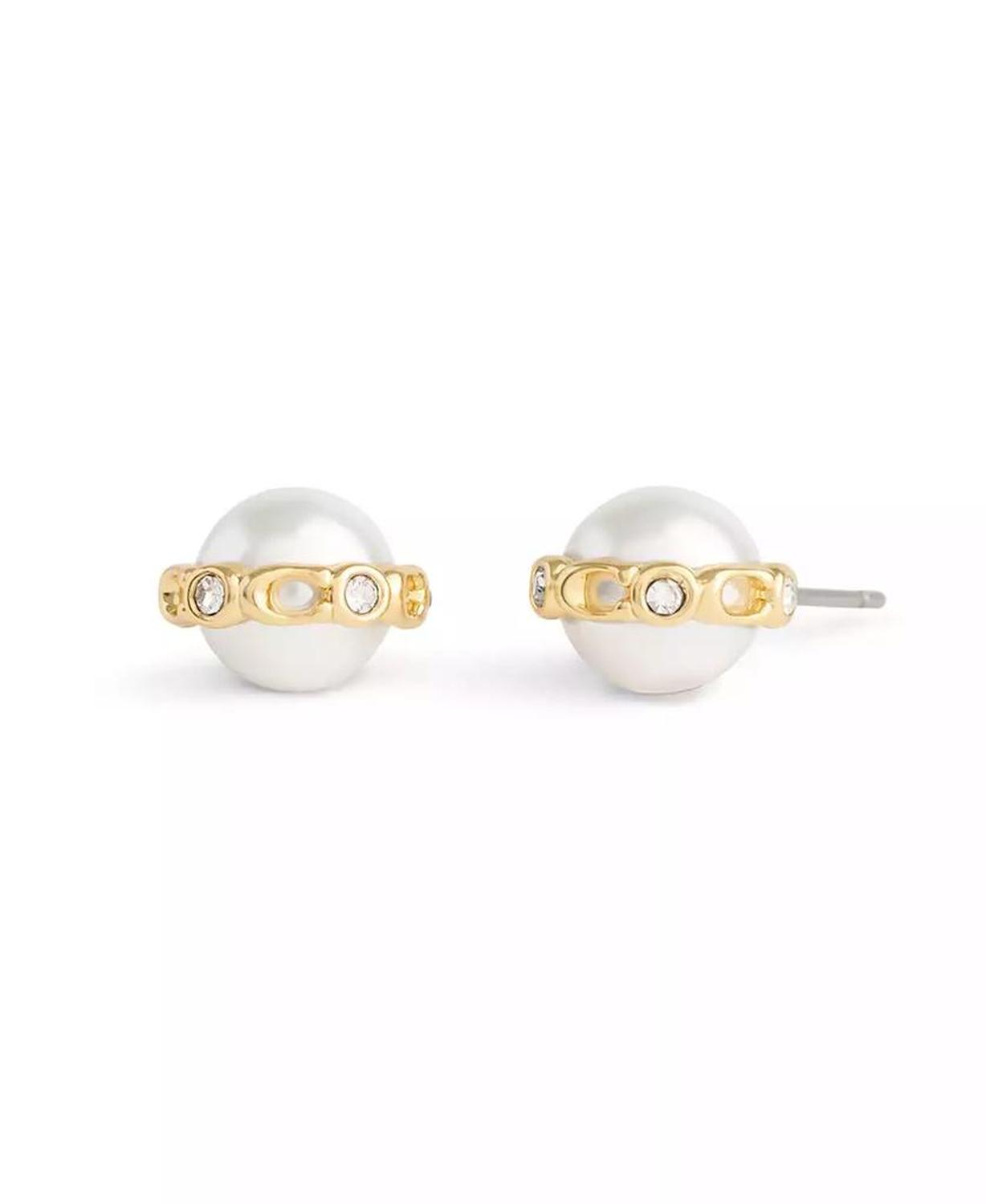 Faux Cultivated Pearl Vintage Charms Signature Stud Earrings